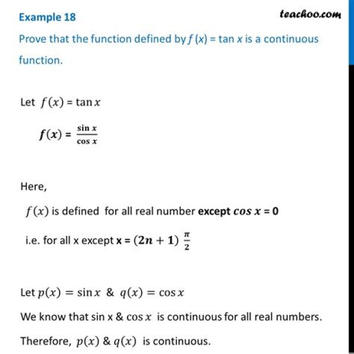 Is tan x continuous function