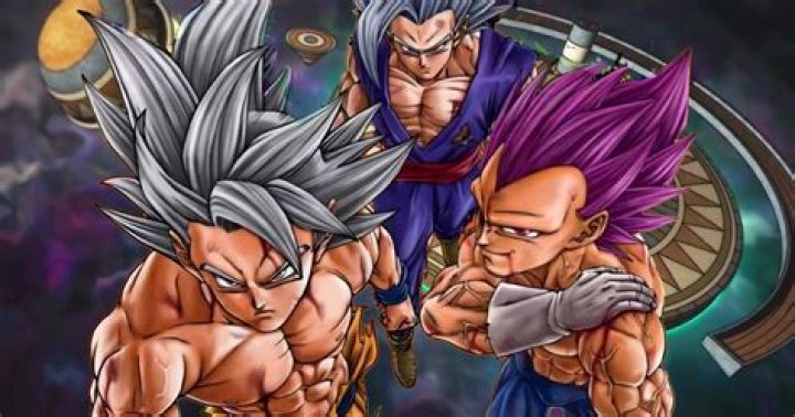 Ultimate Gohan, Goku and Vegeta are standing together in 'Dragon Ball Super'.