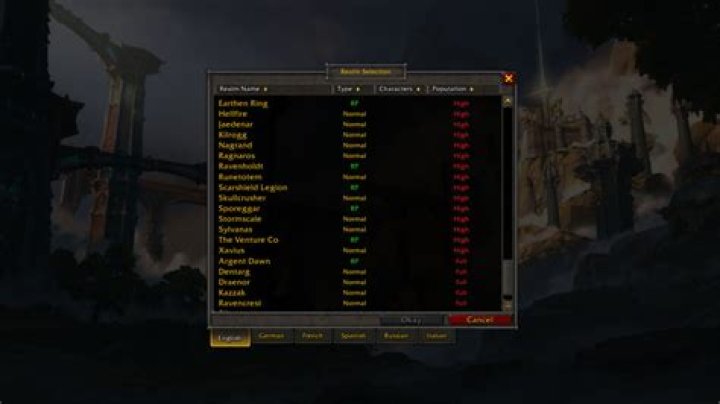 What servers are connected in wow